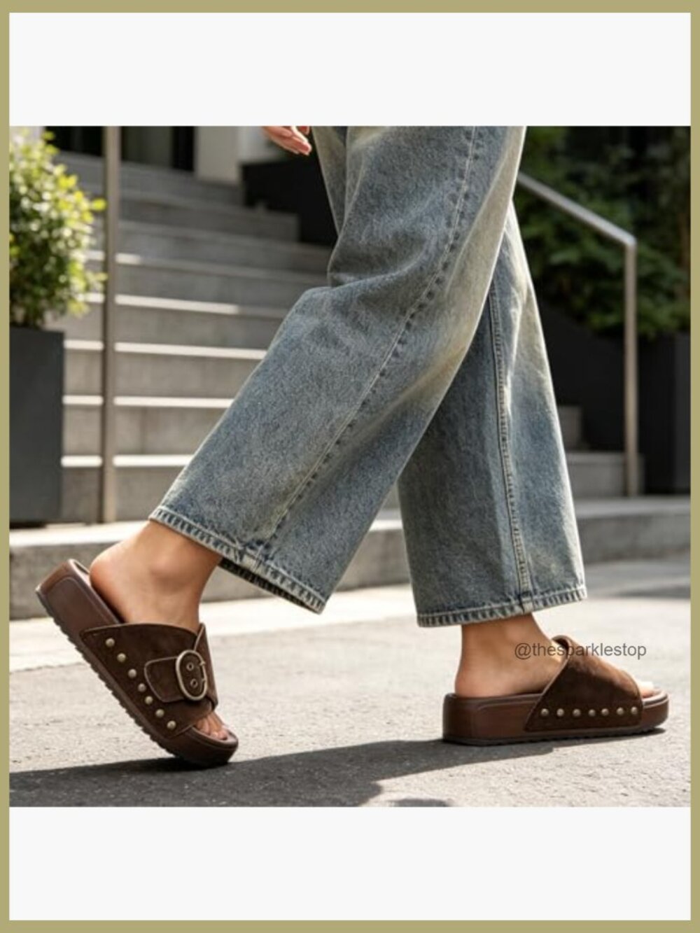 Platform Sandals, Arch Support Walking Sandals with Adjustable Buckle Straps, - Picture 2 of 7